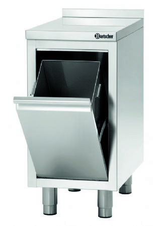 Range-poubelle inox avec porte  trappe et dosseret - 400x700x850 mm