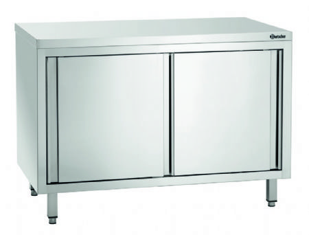 Meuble neutre inox avec portes coulissantes - 1200x700x850 mm