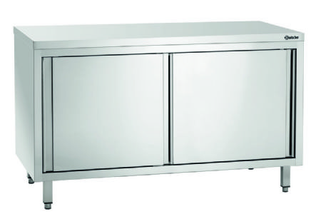 Meuble neutre inox avec portes coulissantes - 1400x700x850 mm