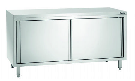 Meuble neutre inox avec portes coulissantes - 1600x700x850 mm