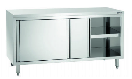 Meuble neutre inox avec portes coulissantes - 1600x700x850 mm