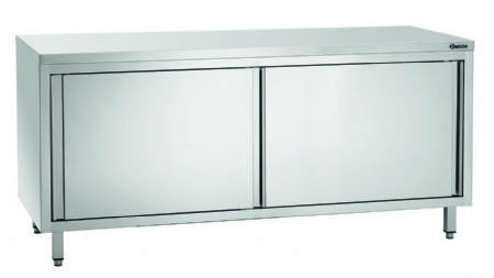 Meuble neutre inox avec portes coulissantes - 1800x700x850 mm