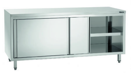 Meuble neutre inox avec portes coulissantes - 1800x700x850 mm