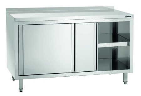 Meuble neutre inox adoss avec portes coulissantes - 1400x700x850 mm