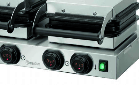 Gaufrier lectrique professionnel double pour gaufre bruxelles 165x100 mm avec minuteur - 600x460x245 mm