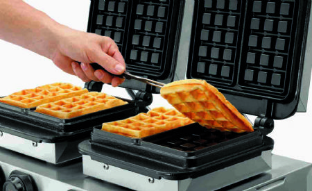 Gaufrier lectrique professionnel double pour gaufre bruxelles 165x100 mm avec minuteur - 600x460x245 mm