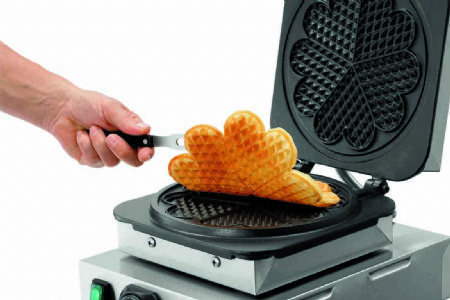 Gaufrier lectrique professionnel simple pour gaufre cur  210 mm avec minuteur - 285x470x225 mm