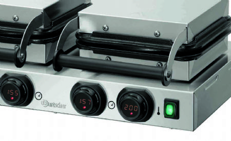 Gaufrier lectrique professionnel double pour gaufre cur  210 mm avec minuteur - 600x450x225 mm