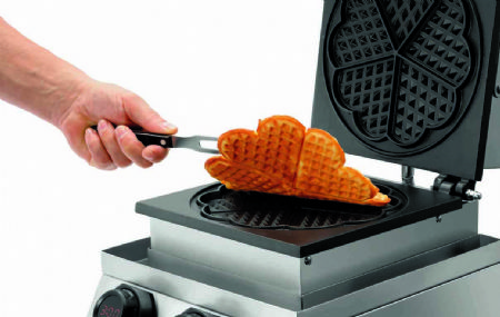 Gaufrier lectrique professionnel simple pour gaufre cur  210 mm avec minuteur et bac collecteur - 299x470x224 mm