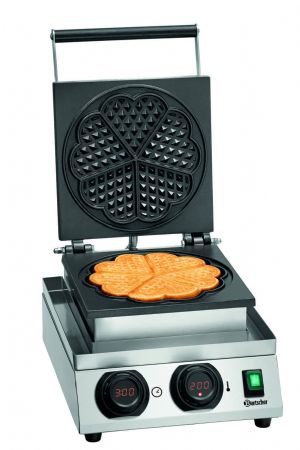 Gaufrier lectrique professionnel simple pour gaufre cur  210 mm avec minuteur et bac collecteur - 299x470x224 mm