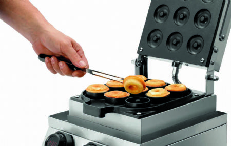 Gaufrier lectrique professionnel pour 9 gaufres donuts   50 mm avec minuteur et bac collecteur - 300x360x250 mm