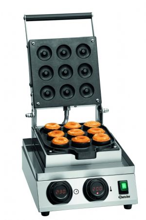 Gaufrier lectrique professionnel pour 9 gaufres donuts   50 mm avec minuteur et bac collecteur - 300x360x250 mm