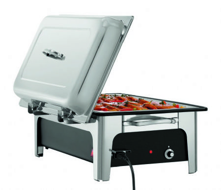 Chafing dish lectrique rectangulaire 13,5 litres avec couvercle en acier - 2,2 kW