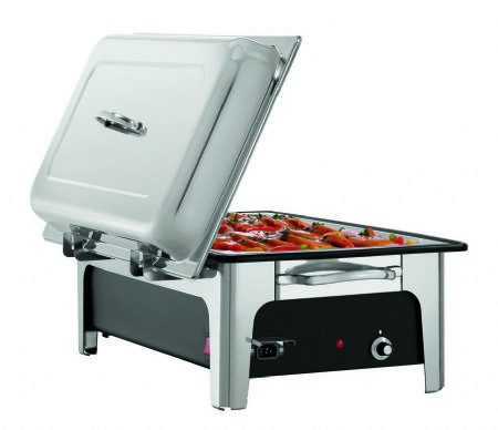 Chafing dish lectrique rectangulaire 13,5 litres avec couvercle en acier - 2,2 kW