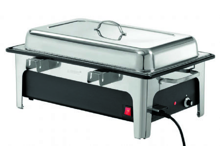 Chafing dish lectrique rectangulaire 13,5 litres avec couvercle en acier - 2,2 kW