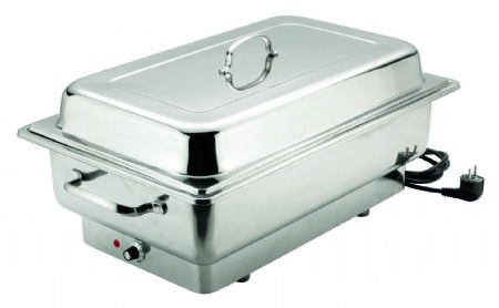 Chafing dish lectrique rectangulaire 13,5 litres avec couvercle en acier - 1 kW