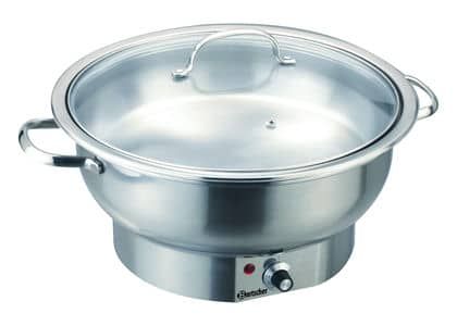 Chafing dish lectrique rond 3,8 litres avec couvercle transparent