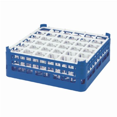 Panier de lavage en plastique 500x500 - Casier  36 verres cases droites - Hauteur intrieure 160mm