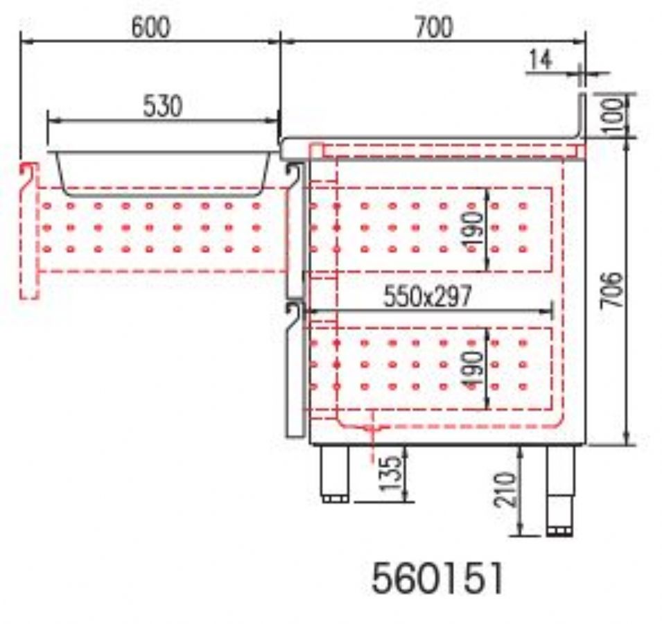 Kit tiroir pour meuble 700 MRG/MCG/MFC - Hauteur 2 x 190 mm