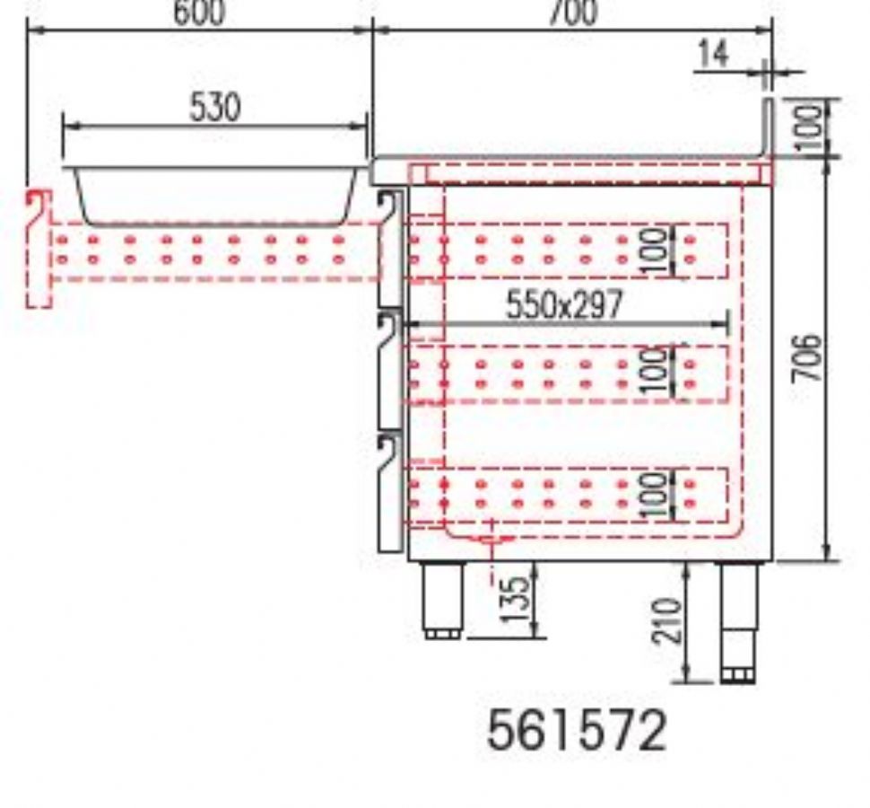 Kit tiroir pour meuble 700 MRG/MCG/MFC - Hauteur 1x100 + 1x300 mm