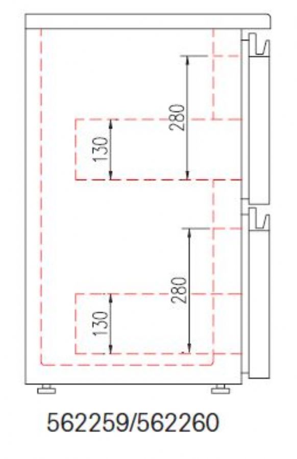 Kit tiroir pour meuble 530 - Snack bar - 2 tiroirs inox 1/2+1/2