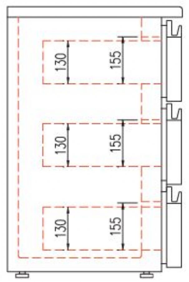 Kit tiroir pour meuble 530 - Snack bar - 3 tiroirs noirs 1/3+1/3+1/3