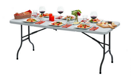 Table de jardin multi-usages blanche pliable - 1830x760x740 mm