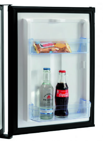 Mini rfrigrateur noir intrieur blanc avec 1 porte pleine - 34 litres - 402x460x550 mm