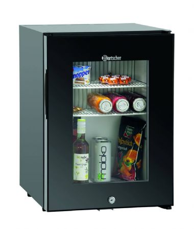 Minibar rfrigr professionnel noir avec 1 porte vitre avec cadran - 34 litres - 405x465x560 mm