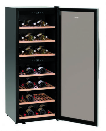 Cave  vin professionnelle noire pour 126 bouteilles - 313 litres - 595x625x1590 mm