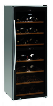 Cave  vin professionnelle noire pour 126 bouteilles - 313 litres - 595x625x1590 mm