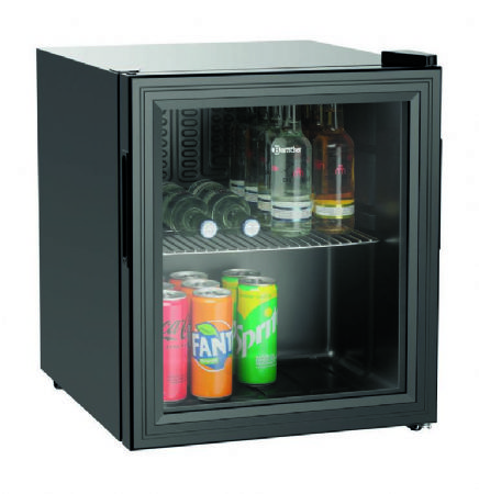 Mini armoire positive noire avec une porte vitre - 46 litres - 432x484x516 mm