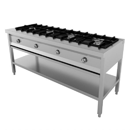 Cuisiniere professionnelle 4 bruleurs 1685x600x800