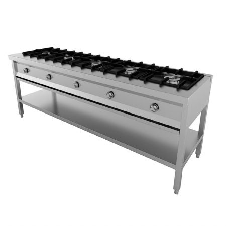 Cuisiniere professionnelle 5 bruleurs 2080x600x800