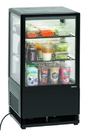 Vitrine rfrigre de comptoir panoramique noire - 58 litres - 435x385x805 mm