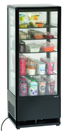 Vitrine rfrigre de comptoir panoramique noire - 98 litres - 435x385x1105 mm