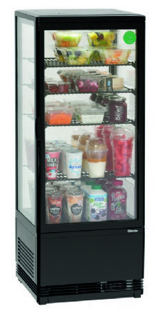 Vitrine rfrigre de comptoir panoramique noire - 98 litres - 435x385x1105 mm