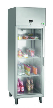 Armoire positive professionnelle inox avec une porte vitre et 3 tagres - 461 litres - 680x855x2060 mm