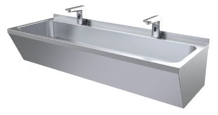 Lavabo double en acier inox 1200x425x165mm