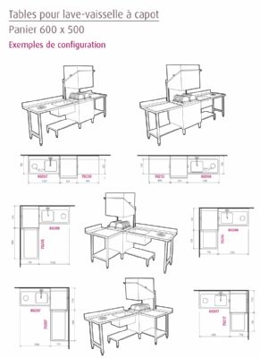 Table entre/sortie pour machines  paniers 600 x 500 - Configuration en angle - 70206