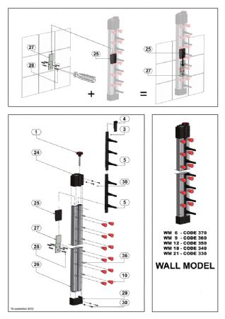 Porte-assiettes dresses murale pour 6 long 70xh600