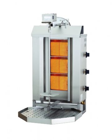 Gyros machine a kebab a gaz moteur au-dessus 3 zones de chauffage 515x550x960