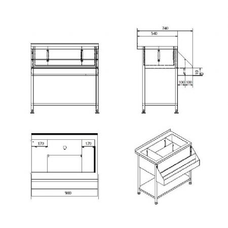 Table  cocktails pour cuisines professionnelles - 900x740x900 mm