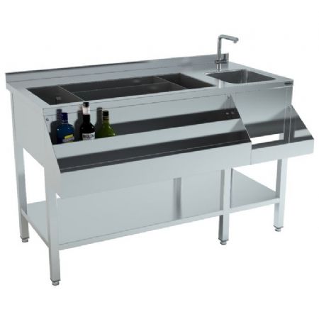 Table  cocktails pour cuisines professionnelles avec vier  droite - 1400x740x900 mm