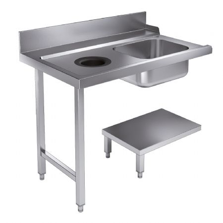 Table d'approvisionement pour lave vaisselle avec tagre avec trou dchets 1200  gauche pour 7280.0045-0046 1200x750x900