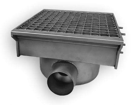 Drain inox 300x265 avec 1 sortie pour gouttire  fente