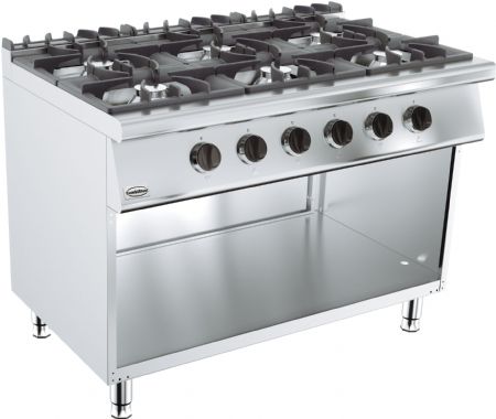 Cuisiniere professionnelle a gaz 6 bruleurs 1200x700x900