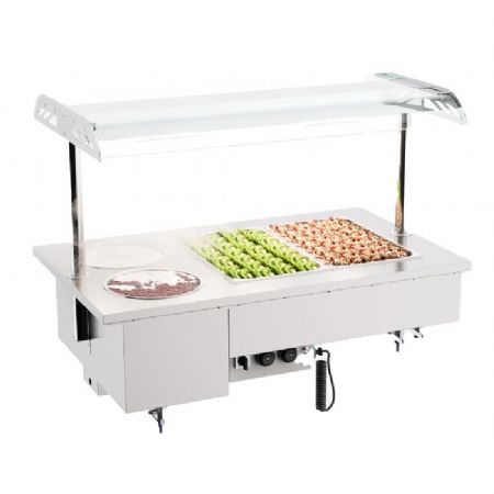 Bain marie professionnel self encastrable avec bols 2/1 1200x700x1050