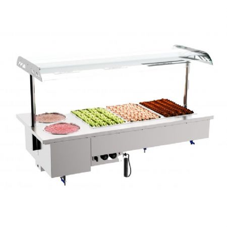 Bain marie professionnel self encastrable avec bols 3/1 1500x700x1050