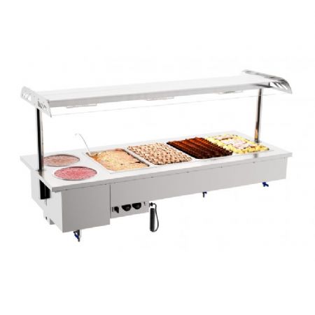 Bain marie professionnel self encastrable avec bols 4/1 1800x700x1050